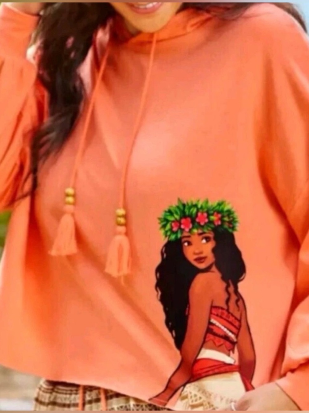 Disney Aulani Resort Moana Cropped Hoodie Women’s XS Embroidered Organic Cotton